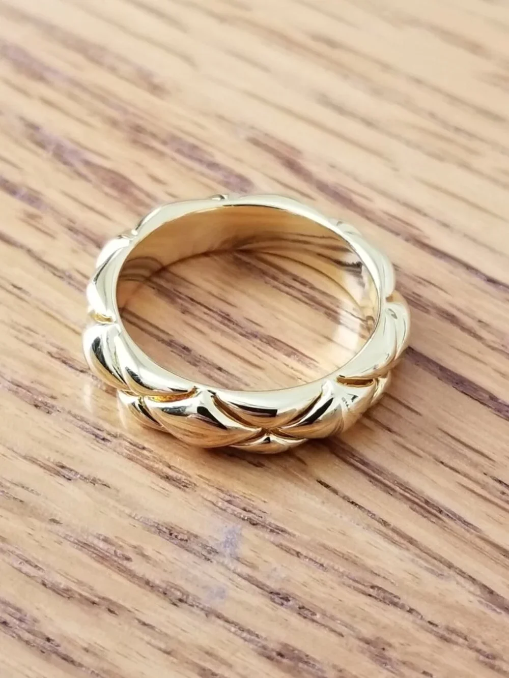 NWT! 18K Gold-Plated Womens Ring Band with Raised Design - Tarnish & Nickel Free